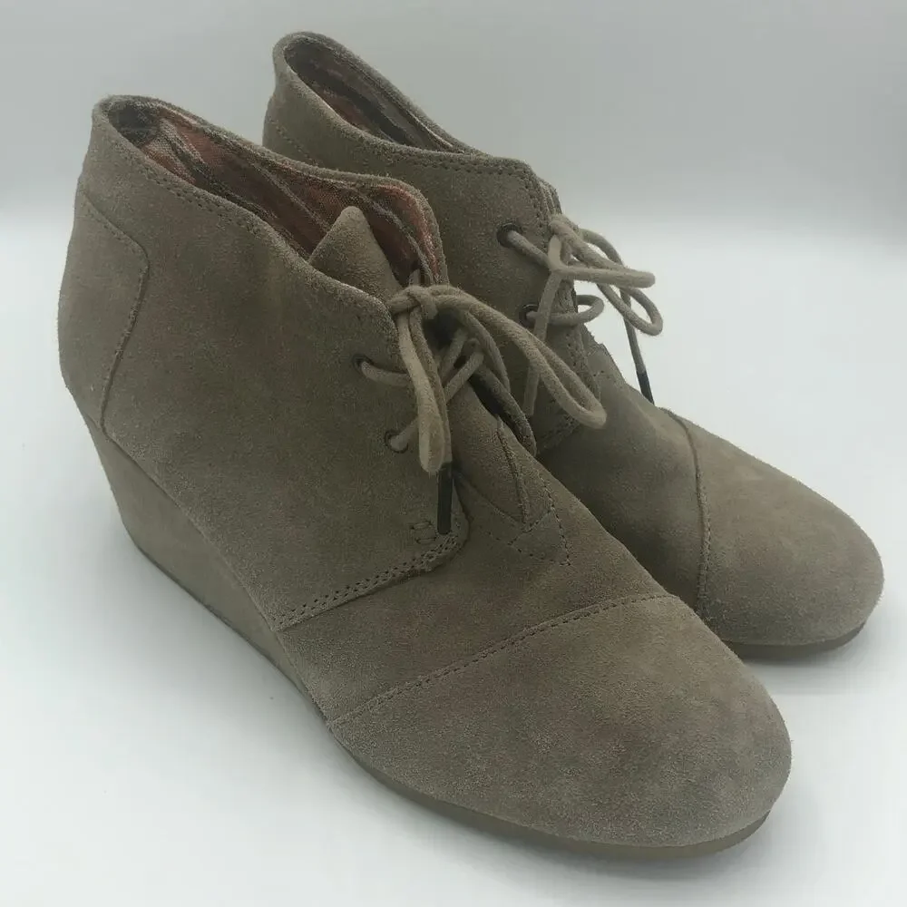 TOMS Desert Wedge Suede Boots | Women's Size 10